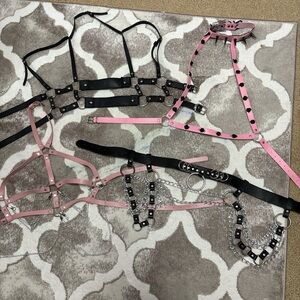 Dolls Kill Pink and Black Harness Set